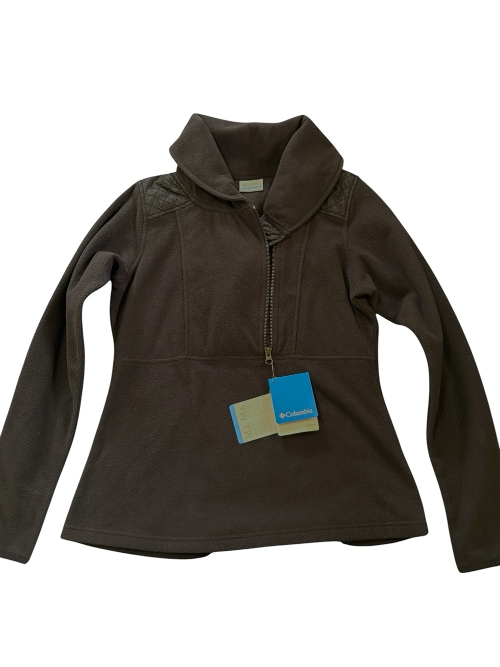 Columbia Black Quarter Zip Fleece Pullover Quilted Trim NWT Womens - Picture 1 of 4